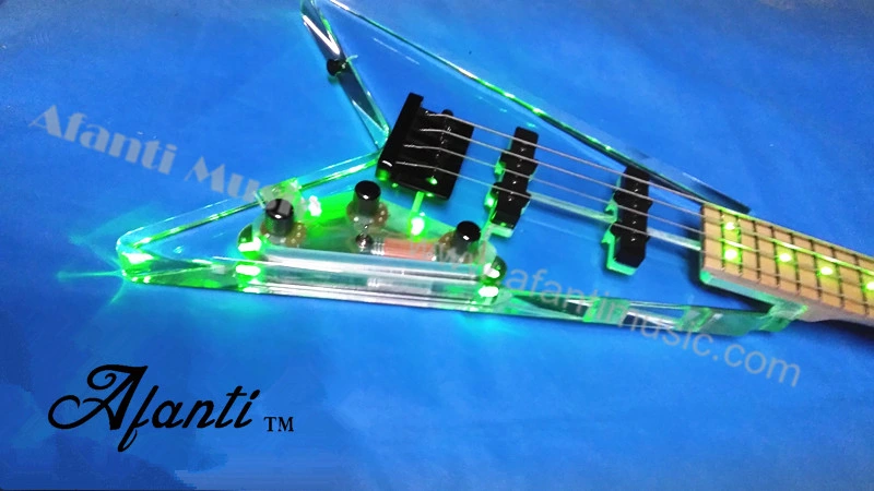 Afanti Fv Crystal LED Acrylic Electric Bass Guitar (AAG-014)
