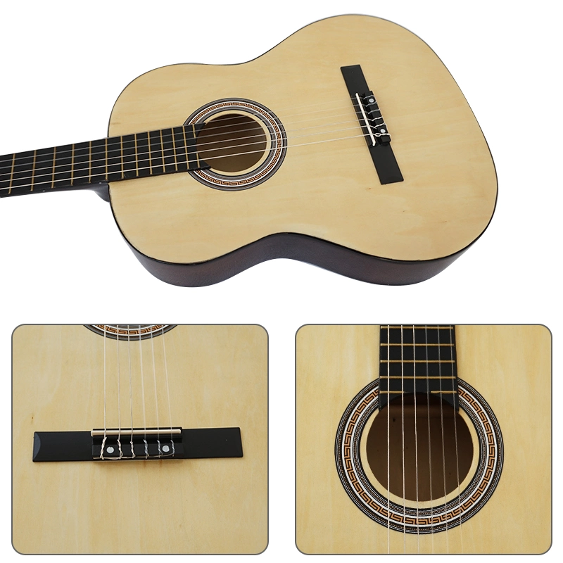 China Aiersi Brand 39 Inch Nylon String Cheap Price Basswood Colour Student Classical Guitar Instruments