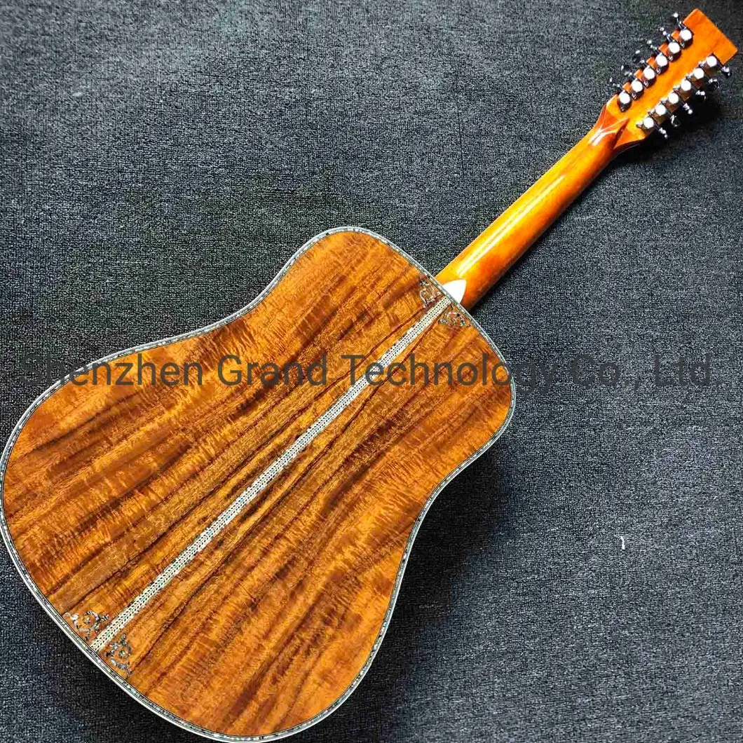 12 Strings D45K Deluxe Solid Koa Wood Abalone Inlay Acoustic Guitar