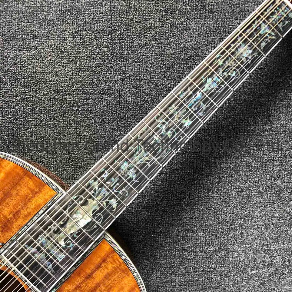 12 Strings D45K Deluxe Solid Koa Wood Abalone Inlay Acoustic Guitar