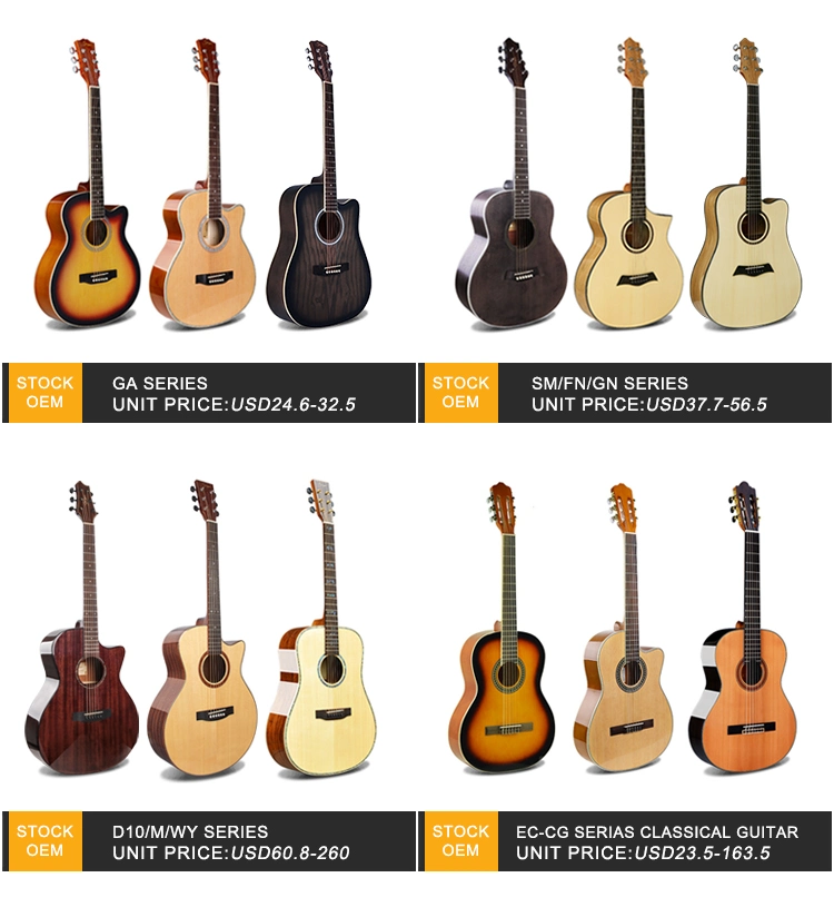 Chinese Factory Economic Beginner Folk Acoustic Guitar Kit