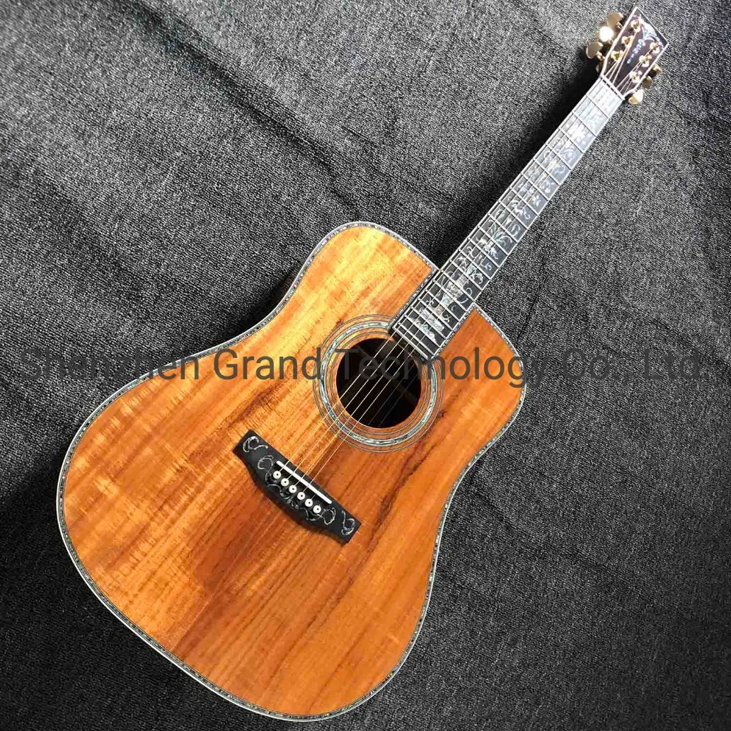 Real Abalone 41 Inch D Style Koa Wood Acoustic Guitar