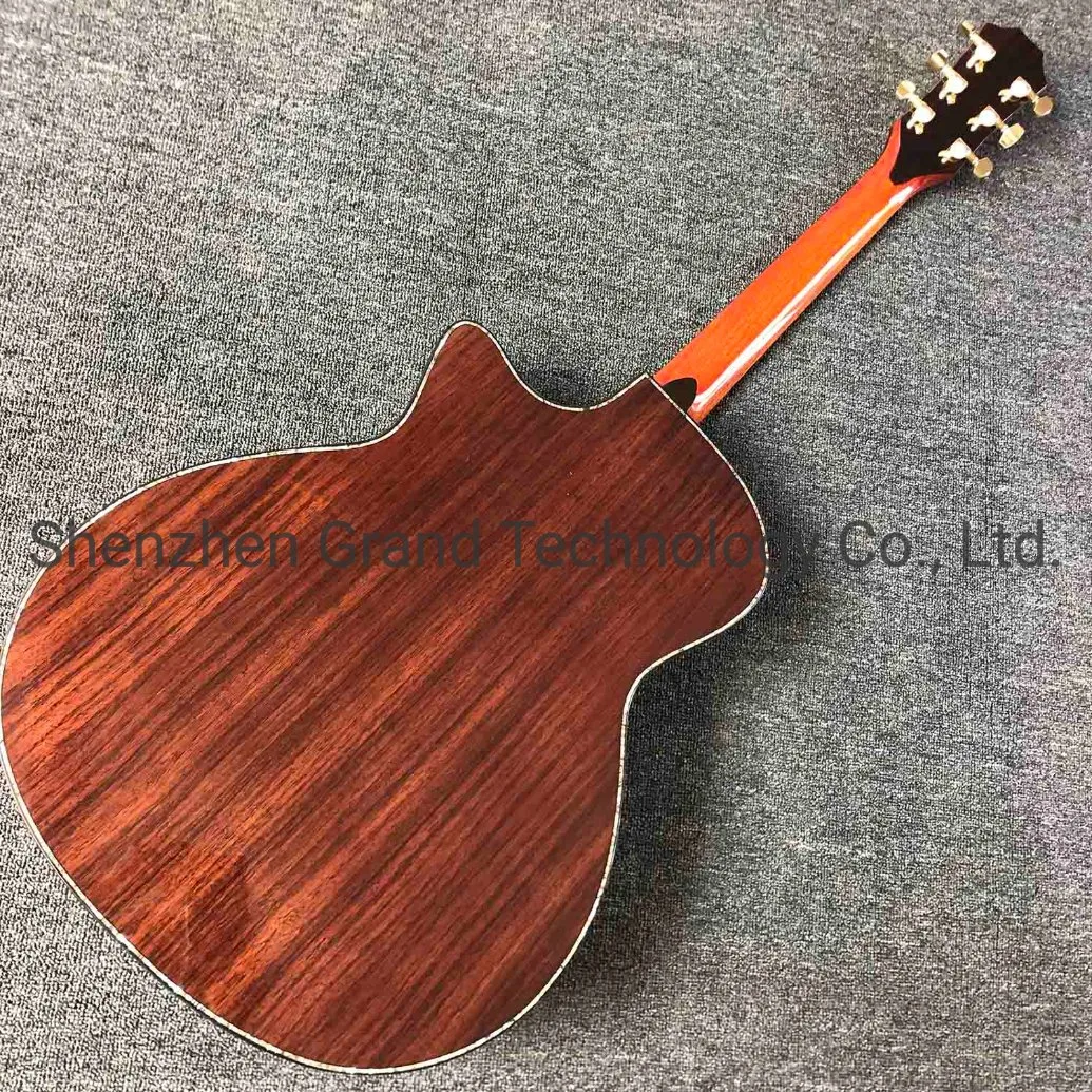Ebony Fingerboard 41 Inch Acoustic Electric Guitar with Arm Rest Real Abalone Solid Spruce Top Cutaway Acoustic Guitar