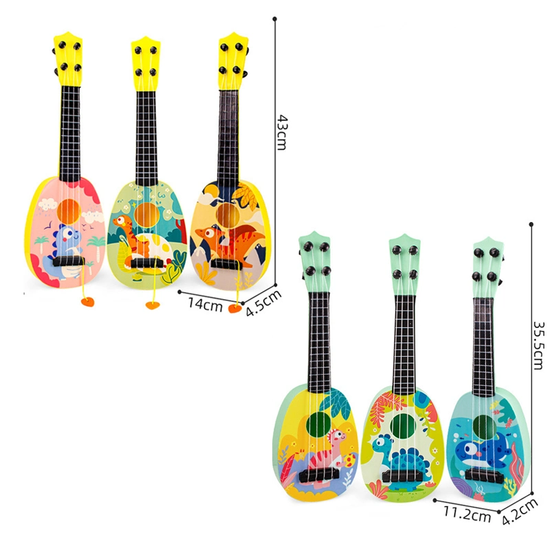 Wooden Guitar Ukulele Toy for Kids 2 Years up Educational Learning Playing Singing Musical Instrument Toy Child-Safe for Children Baby Boys Girls Single Unit as