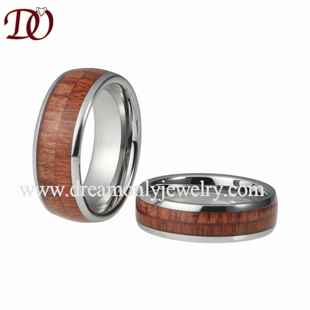 Hawaiian Koa Wood Inlay Tungsten Ring Men Wedding Ring