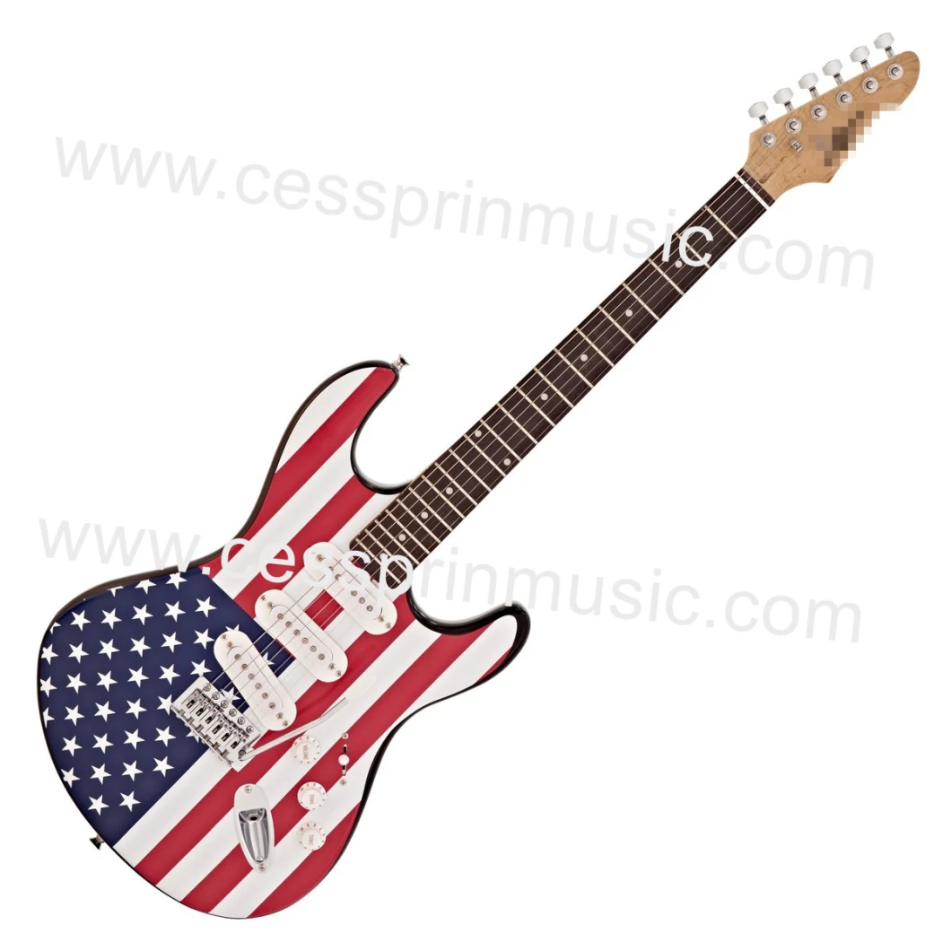 Wholesales /Stickers Electric Guitar/ Lp Guitar /Guitar Supplier/ Manufacturer/Cessprin Music (ST603) / The National Flag Guitar