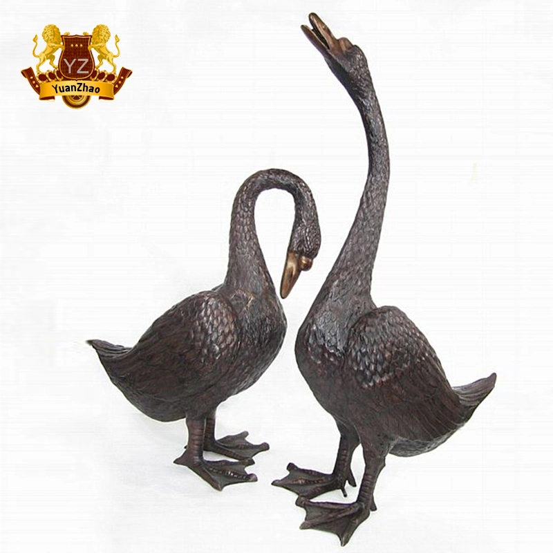 Chinese Traditional Hand Cast Polished Bronze Goose Sculpture