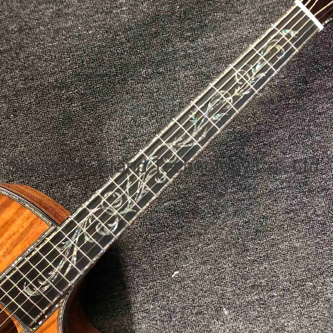 Custom Real Abalone Inlays Ebony Fingerboard Solid Koa Wood Acoustic Electric Guitar