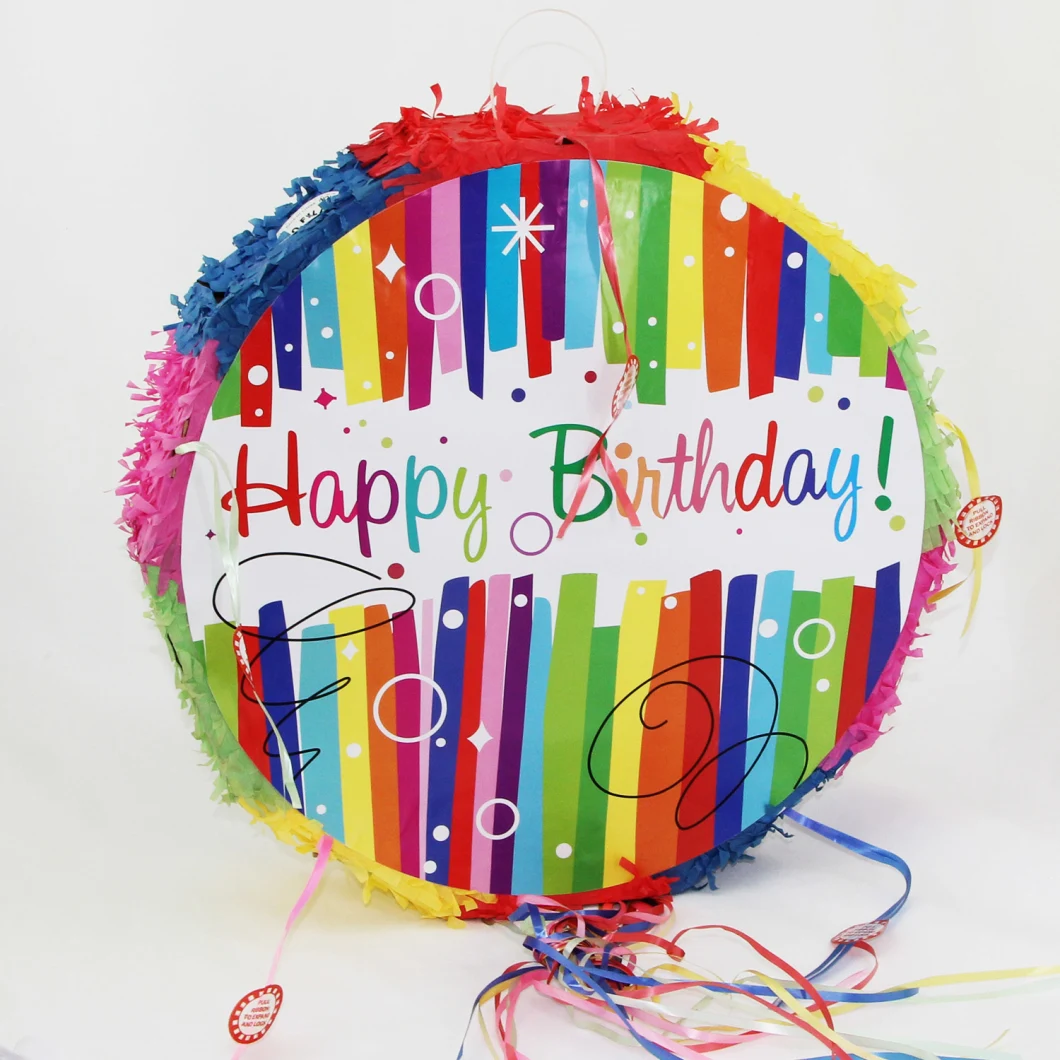 Colorful Happy Birthday Round Pinata Drum