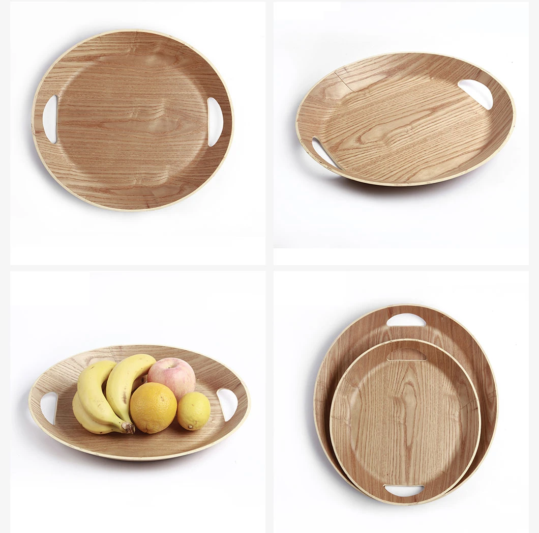 Walnut Luxury Fruit Oval Veneer Wooden Dinner Gift Serving Kitchenware Tray for Restaurant Hotel