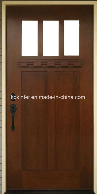 Shaker 3 Lite Stained Mahogany Wood Prehung Front Door