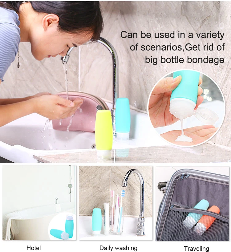 Portable Leakproof Cosmetic Mini Silicone Travel Kit BPA Free Collapsible Silicone Travel Bottles 100ml 3oz
