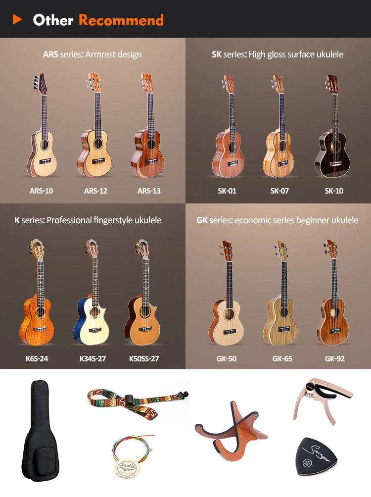 Hot Sale Musical Instruments 21inch Soprano Solid Top Ukulele