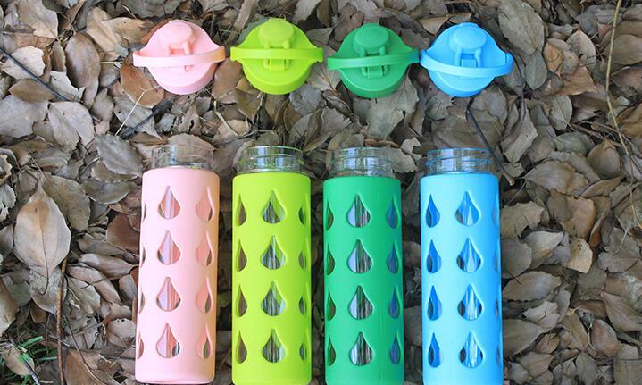 Export America Portable Glass Cup Travel Bottle Travel Silicone Cup