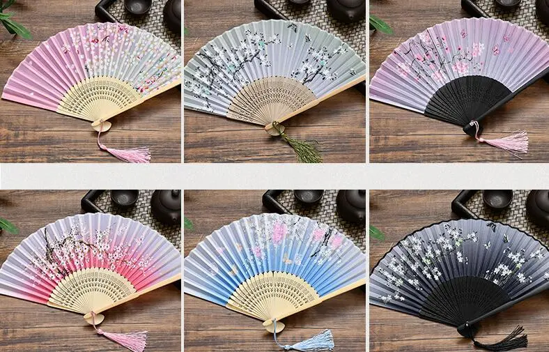 Folding Fan Chinese Traditional Hand Held Fan Summer Gift Girl
