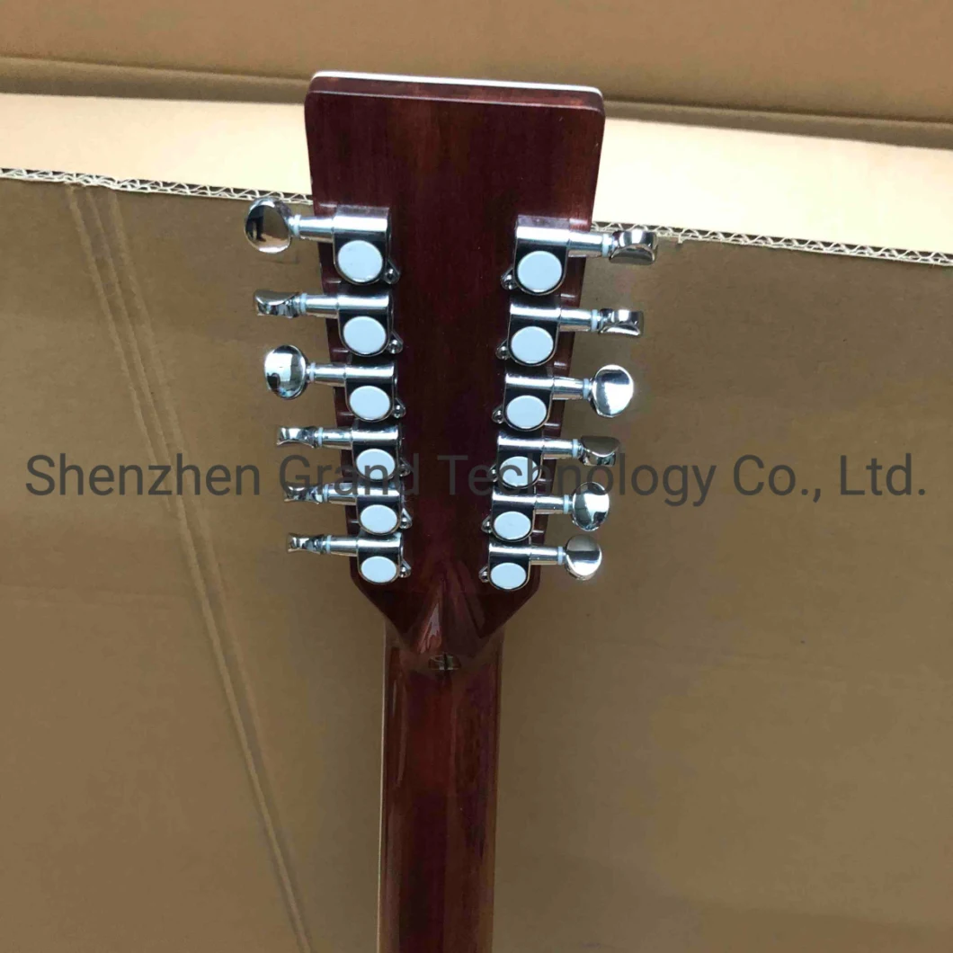 Solid Koa Wood 12 Strings Dreadnought Abalone Inlay Ebony Fingerboard Acoustic Guitar