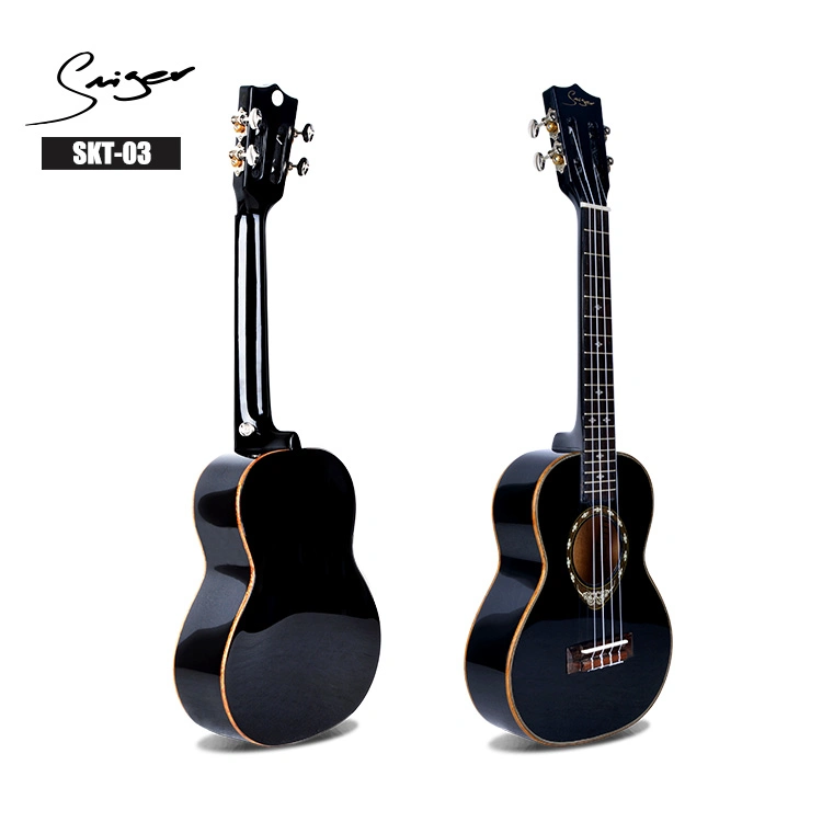 Wholesale Black Thin Body Electric Ukulele with Ukulele Tuner