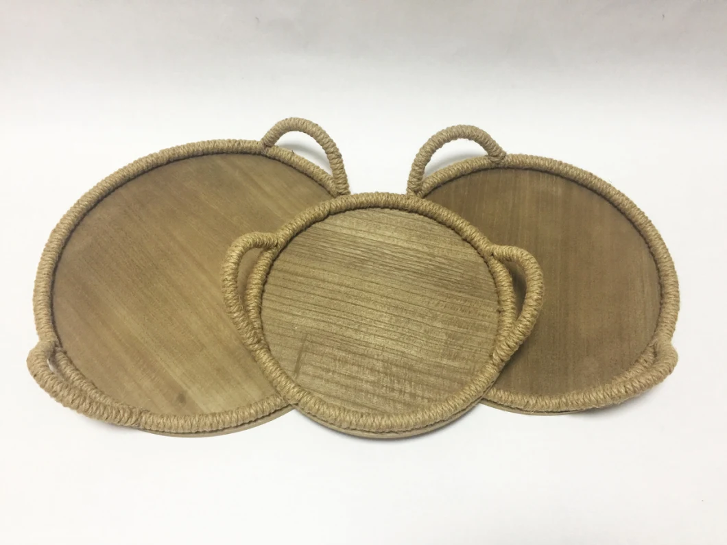 Custom with Metal and Jute Handles Durable Rustic Wooden Serving Food or Fruit Gift Tray