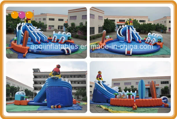 Surfing Water Park Hugh Inflatable Slide and Swimming Pool (AQ01229)