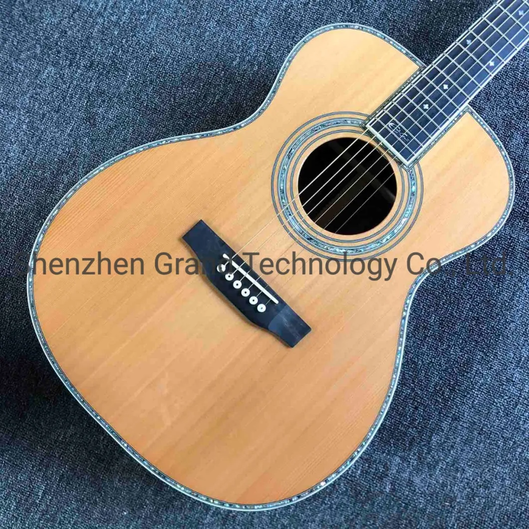 Solid Cedar Top Ebony Fingerboard Abalone Binding Om42c Acoustic Guitar