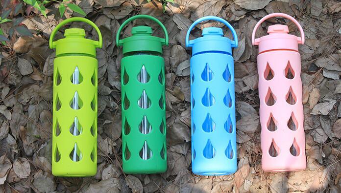 Export America Portable Glass Cup Travel Bottle Travel Silicone Cup