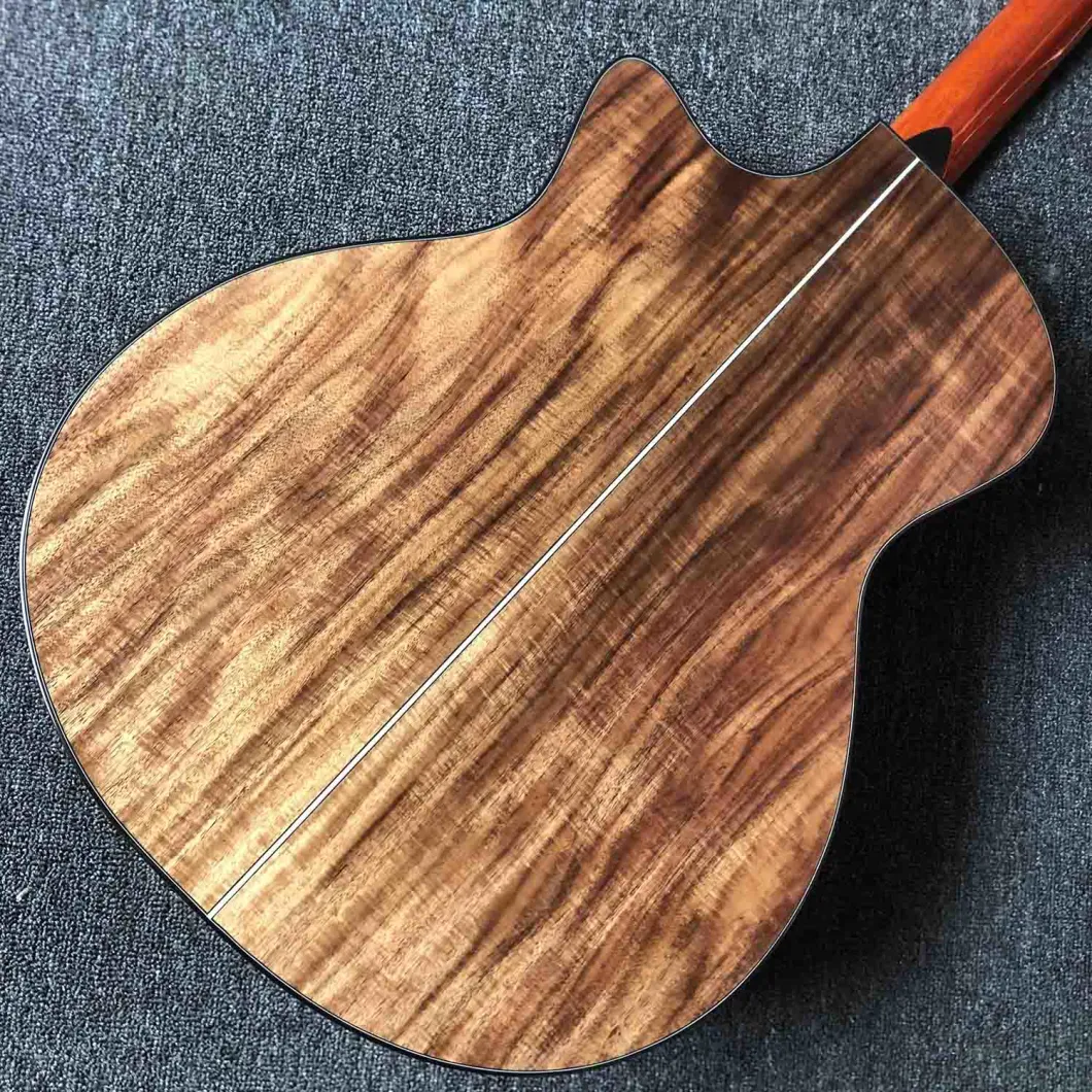 41 Inch Ebony Fingerboard Abalone Tree Life Cutaway All Koa Wood Acoustic Guitar