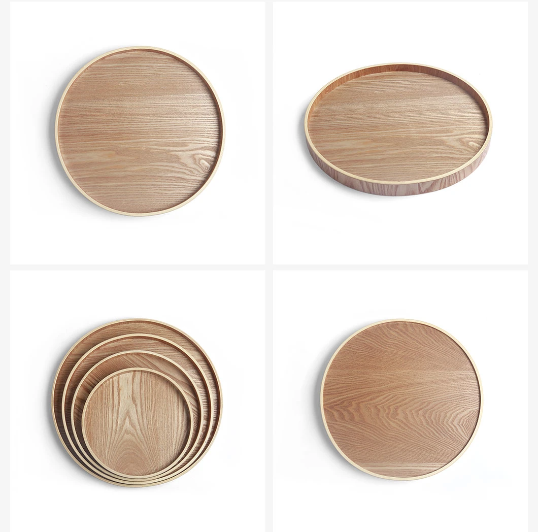 Round Wooden Cookware Platter Rustic Plate Breakfast Board Inside Gift Food Serving Trays