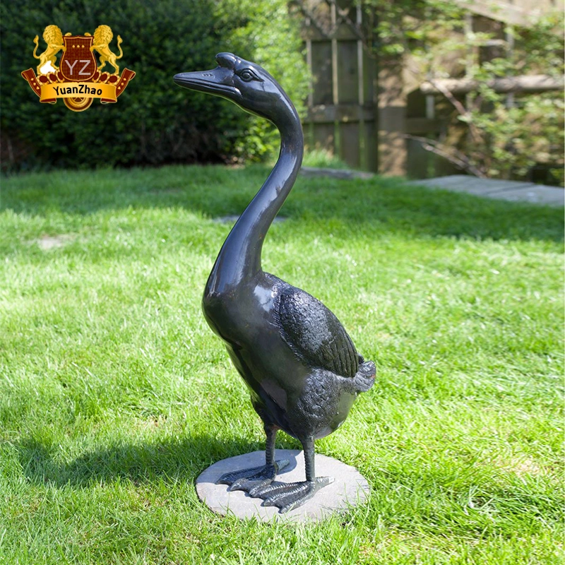 Chinese Traditional Hand Cast Polished Bronze Goose Sculpture