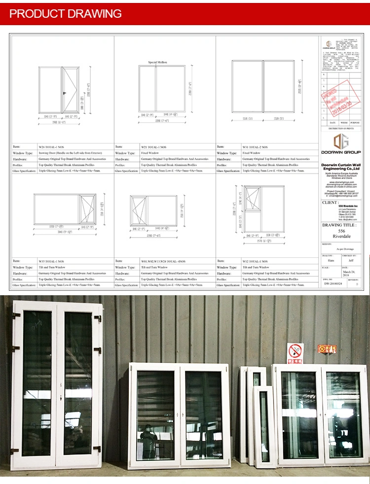 Aluminum Wood Italia Standard Window Manufacturer European Standard Solid Wood Aluminum Tilt and Turn Window