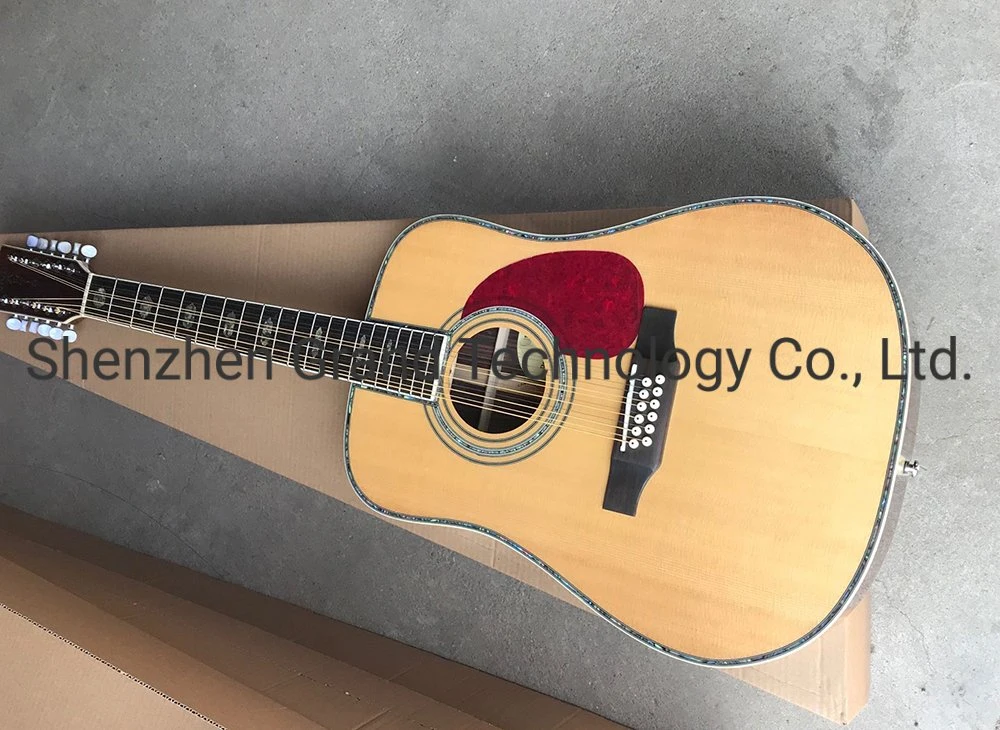 Custom D45h 12 Strings 41'' Dreadnought Acoustic Guitar with Abalone Inlay Binding White Tuners