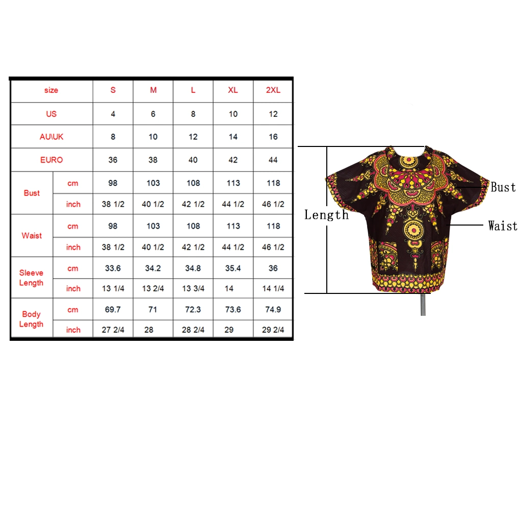 African Wax Top Women Clothing African Print Top Round Neck