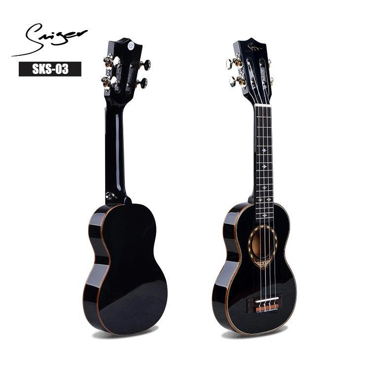 Wholesale Black Thin Body Electric Ukulele with Ukulele Tuner