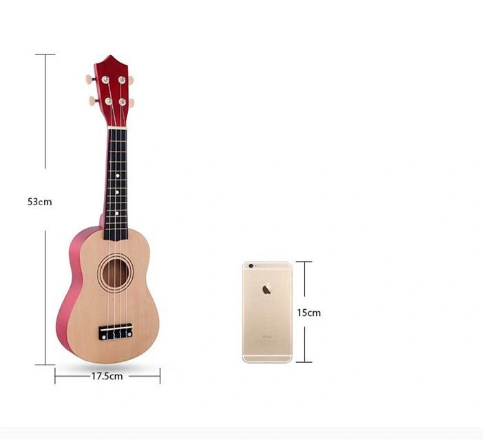 21 Inch Ukulele 4-String Wooden Soprano Ukelele Mini Guitar, Tuner, Strap, Manual
