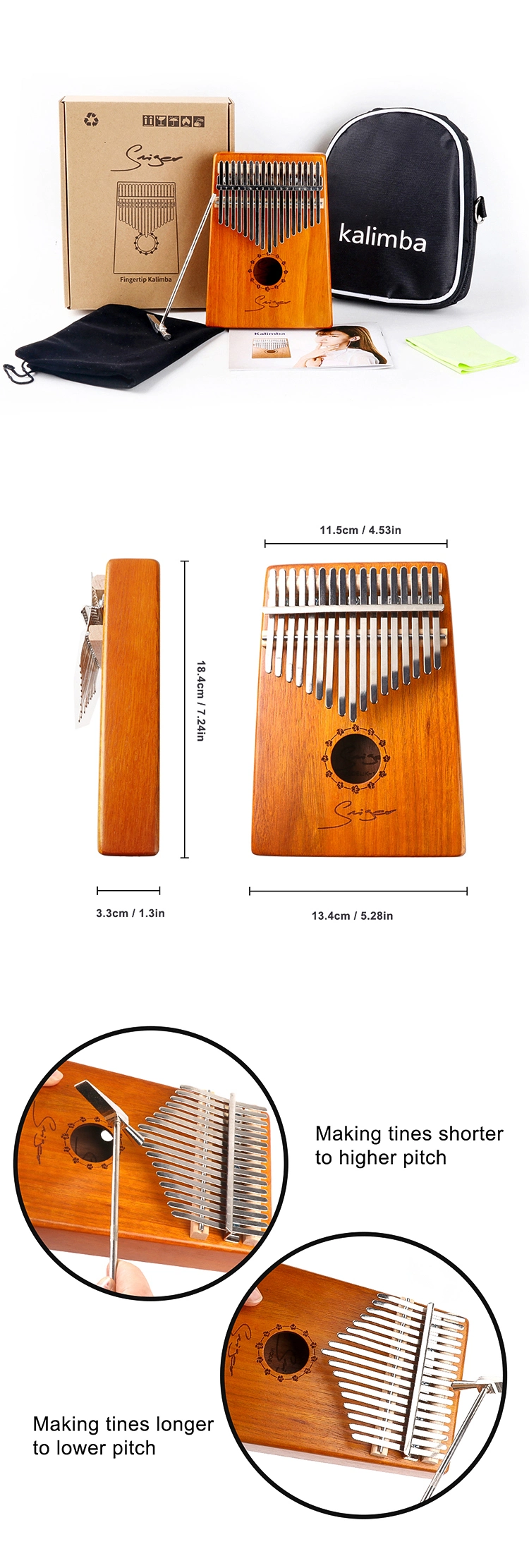 Cheap Musical Instruments 17 Keys Wood Kalimba Thumb Piano