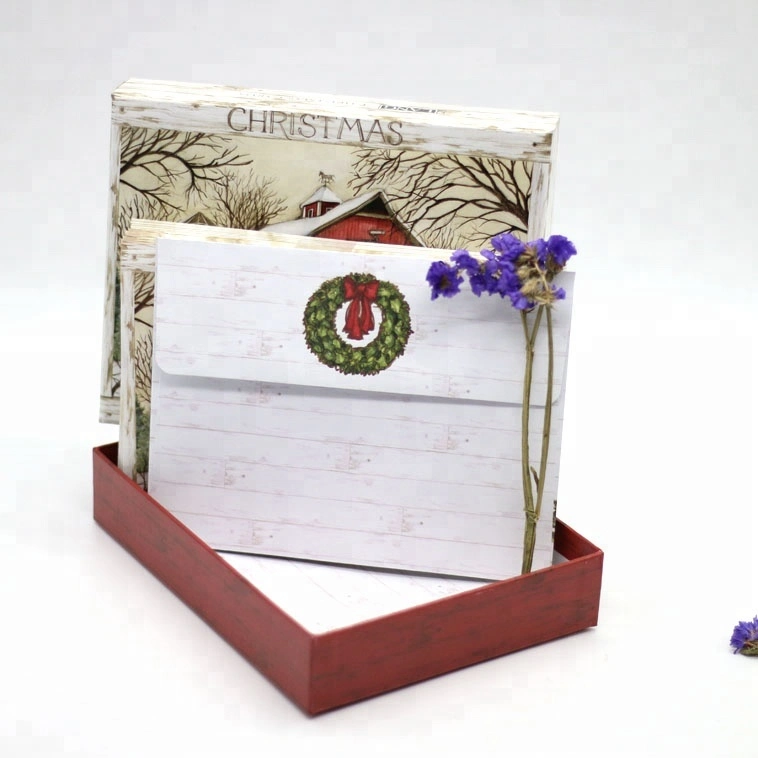 China Custom Handmade Paper Christmas Greeting Card Printing with Color Box