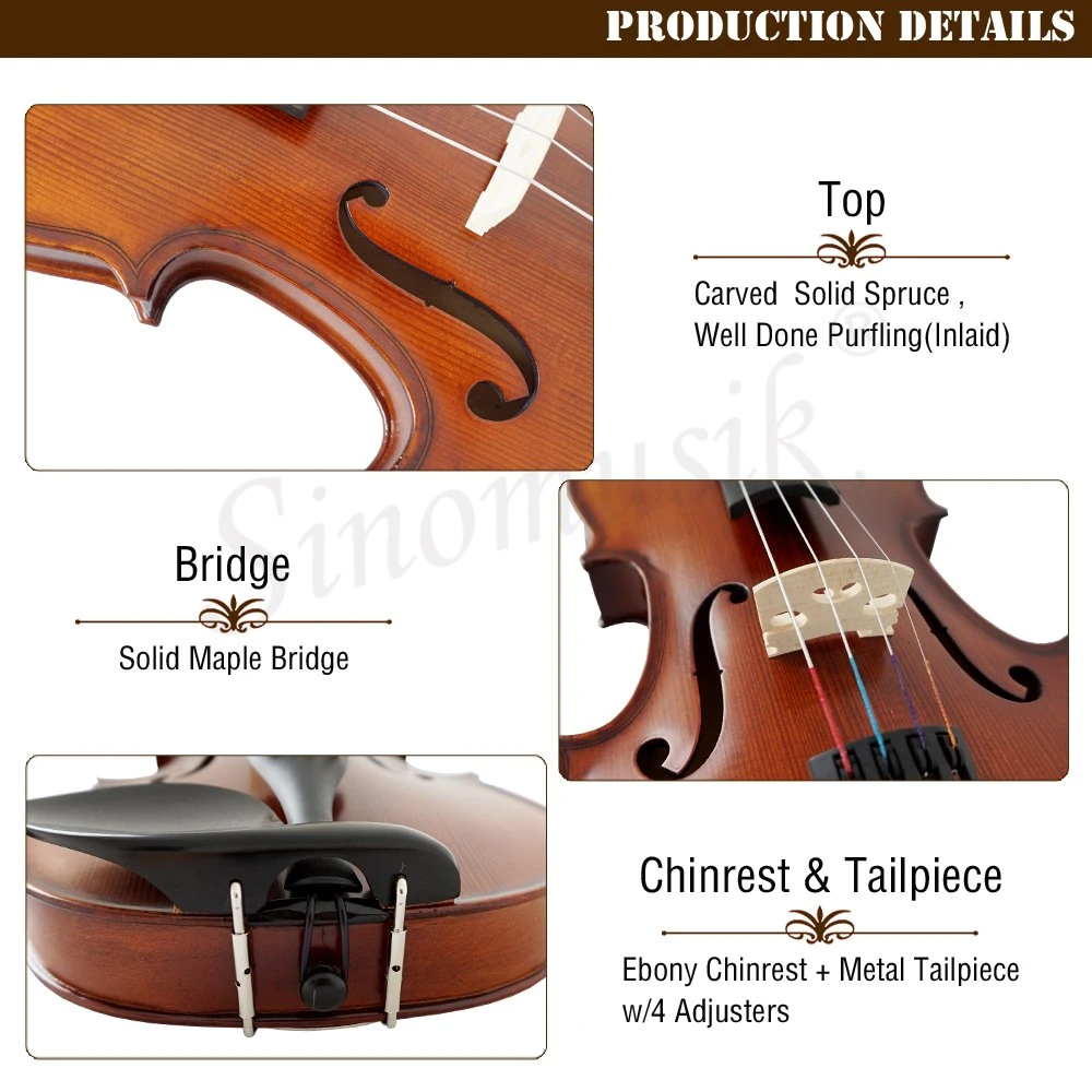 Musical Instrument Half Handmade Professional Flame Maple Violin