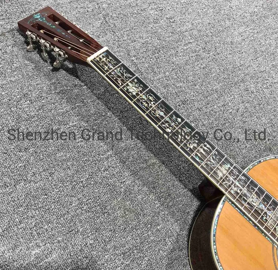 Custom Ooo45c Model Cedar Top Acoustic Guitar Ebony Fingerboard 100% All Real Abalone Acoustic Electric Guitar