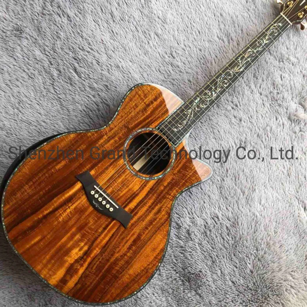 Real Abalone Koa Acoustic Guitar Ebony Fingerboard 41