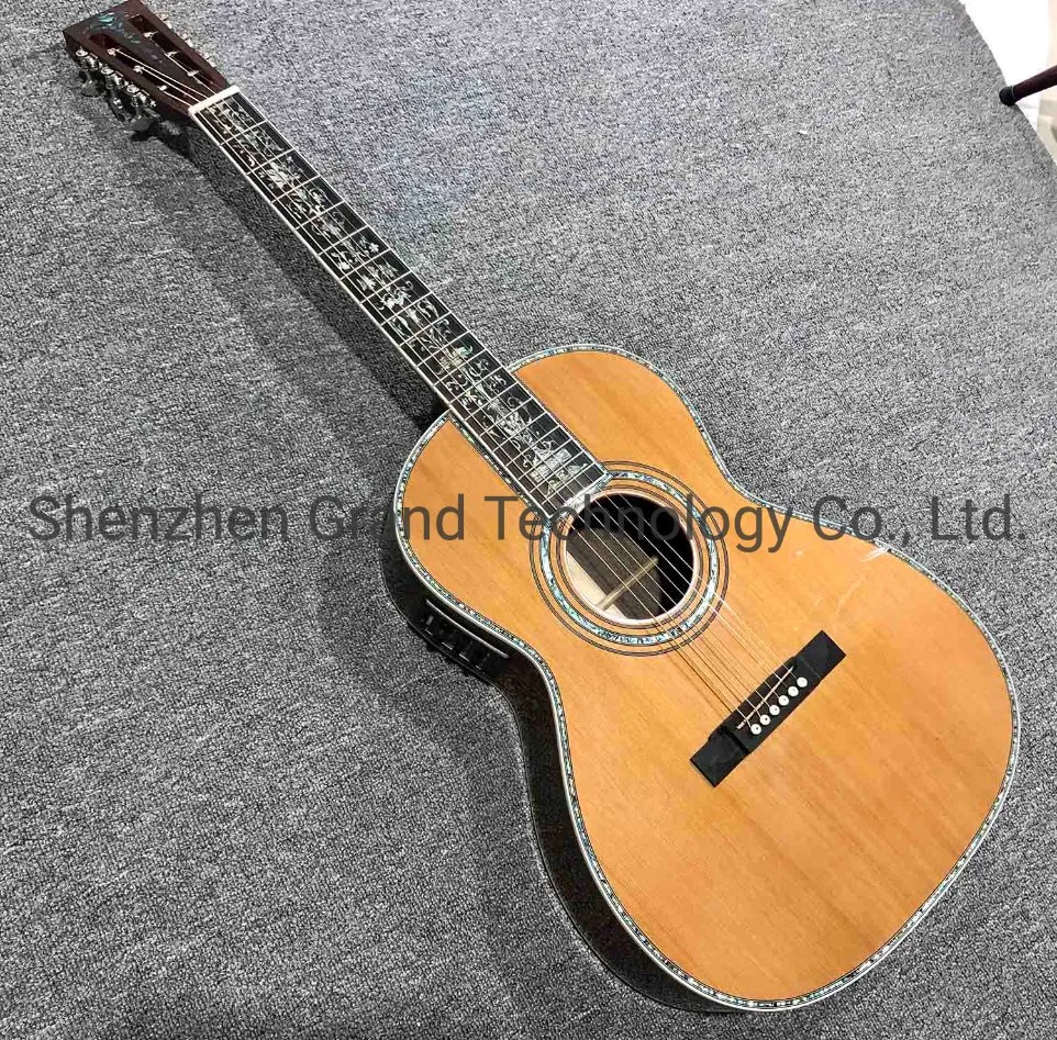 Custom Ooo45c Model Cedar Top Acoustic Guitar Ebony Fingerboard 100% All Real Abalone Acoustic Electric Guitar