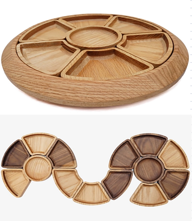 Walnut Wooden Fruit Cake Tray for Gift Natural Round