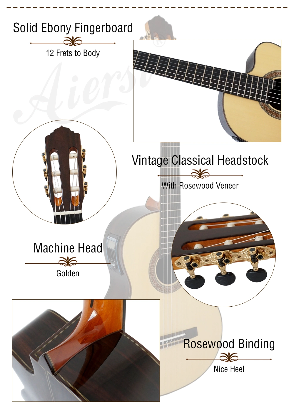 Aiersi Best Brands Handmade Electric Smallman Classic Guitar for Sale
