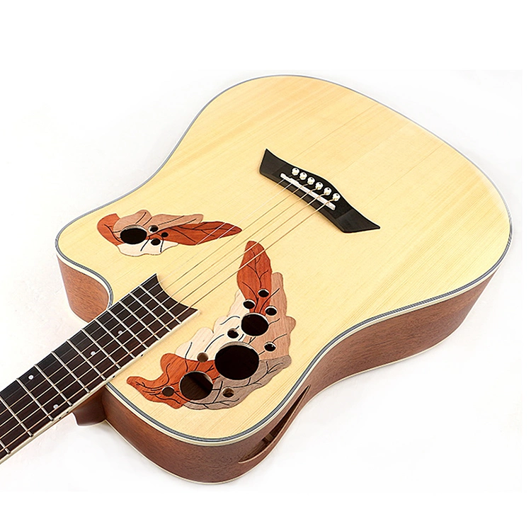 China Made Ovation Style Side Sound Hole Matt Acoustic Guitar