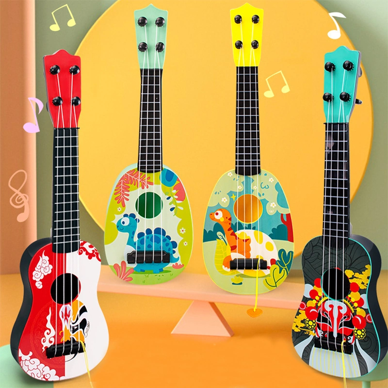 Wooden Guitar Ukulele Toy for Kids 2 Years up Educational Learning Playing Singing Musical Instrument Toy Child-Safe for Children Baby Boys Girls Single Unit as