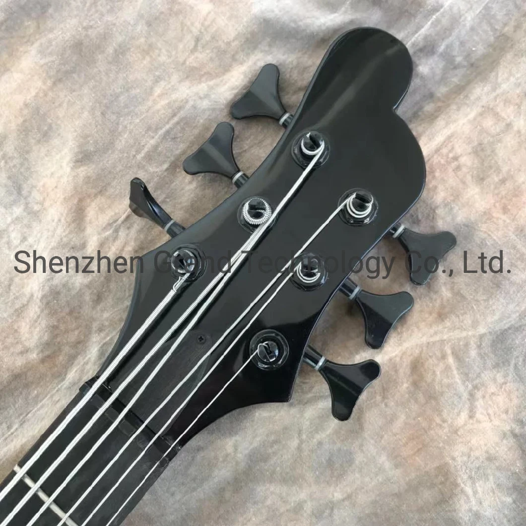 Custom Grand Ash Body Neck Through Body Black Tuners 6 Strings 9V Battery Electric Bass Guitar in Stock