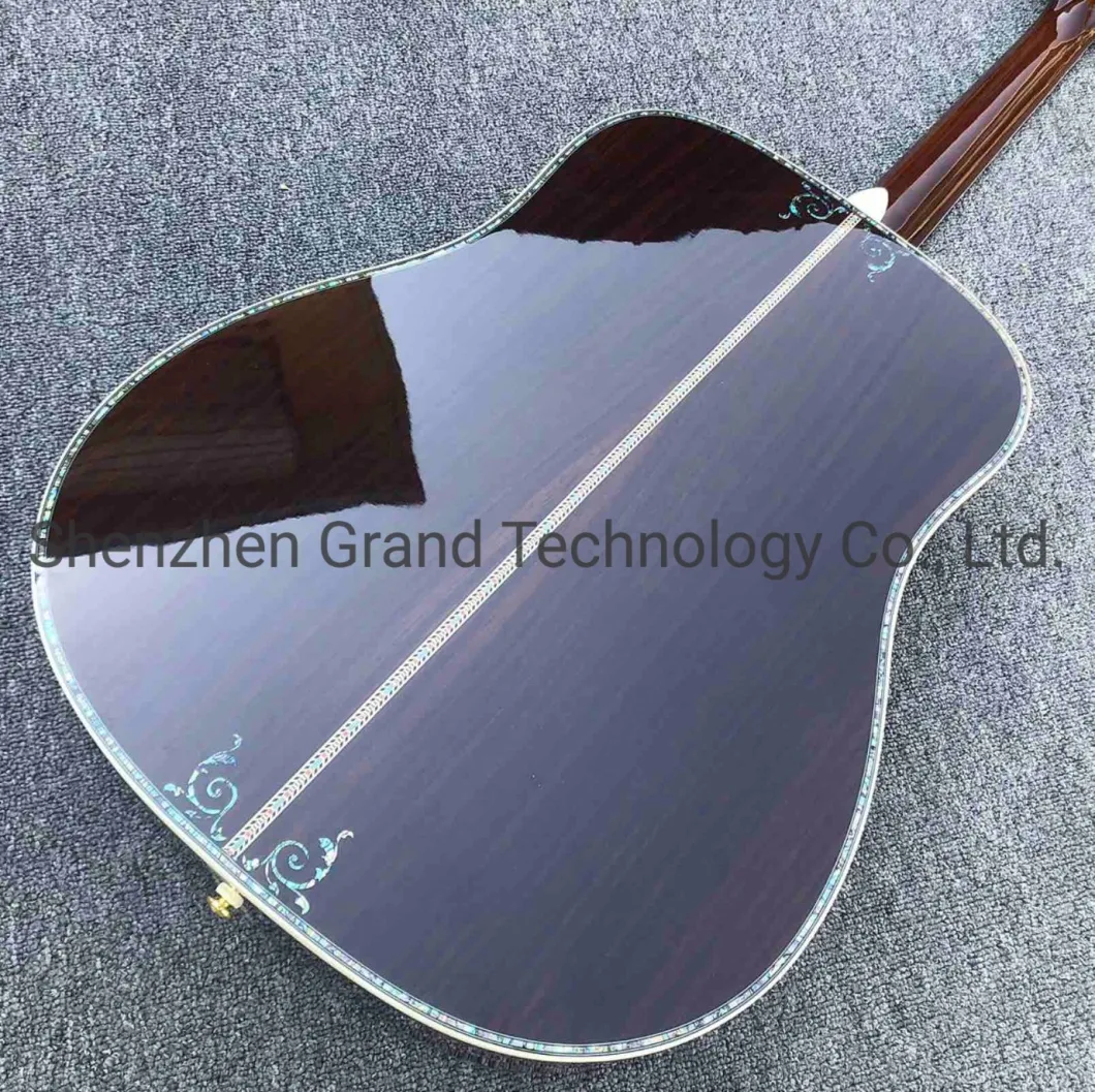 Real Abalone Inlays Sunburst Solid Spruce Top 41 Inch D45s Style Acoustic Guitar with Ebony Fingerboard