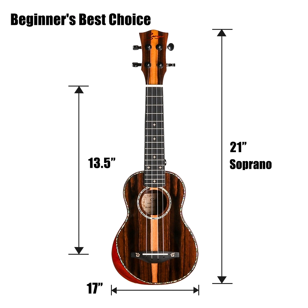 China Musical Instrument Ziricote Wood Soprano Ukulele