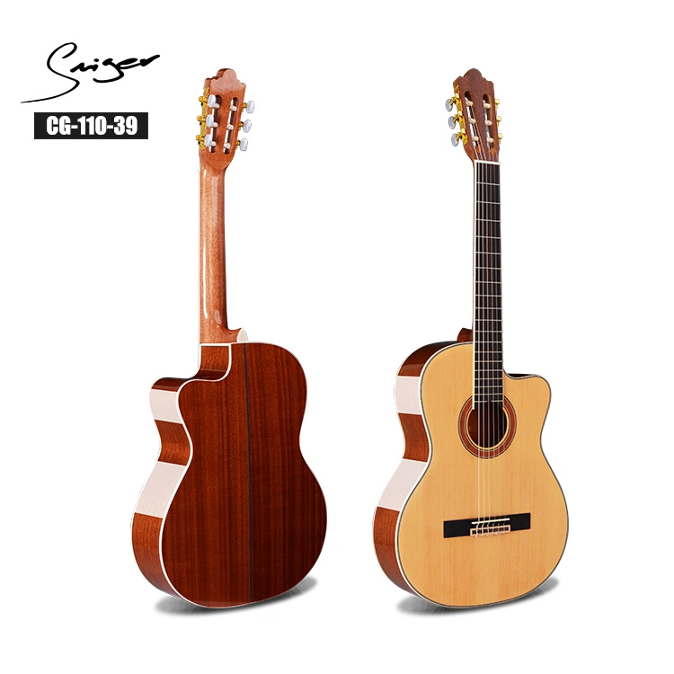 39 Inch Hi-Gloss Classical Guitar Spruce Plywood Cutaway Classical Guitar