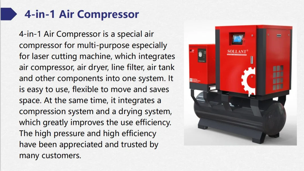 11kw 15HP Integrated All in One Combined Screw Air Compressor with Air Dryer /Air Tank /Fine Filter and Compressor Combined