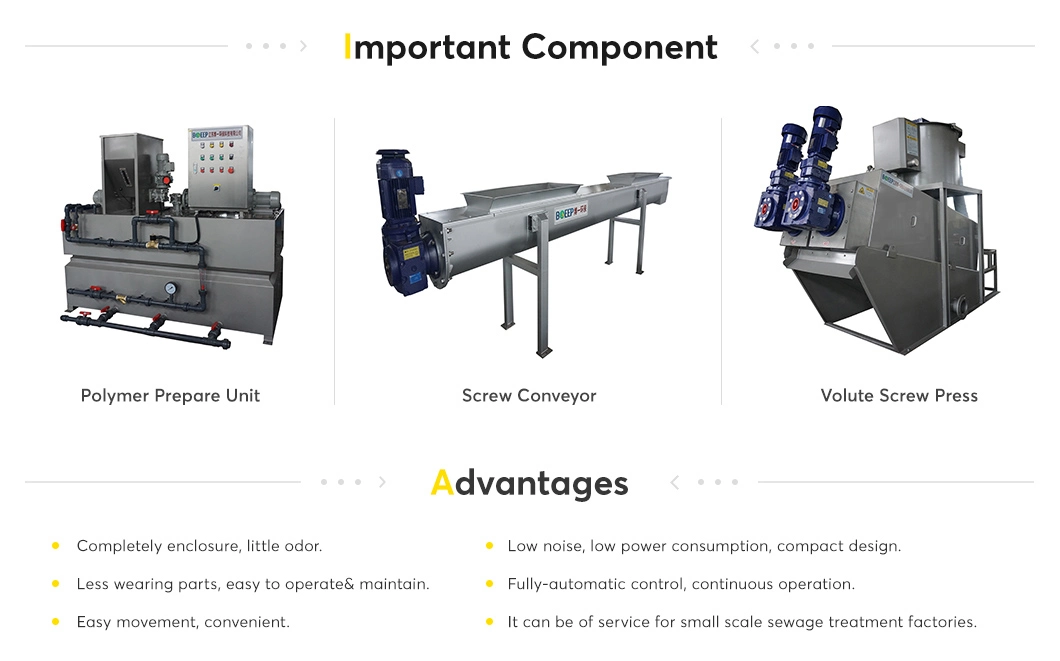 Onsite Wastewater Treatment Mobile Sludge Dewatering System with Dosing Pump