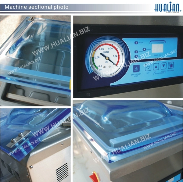 Hvc-260t/1A Hualian Table Top Machine Plastic Bag Bottle Nitrogen Vacuum Sealer Packing Machine
